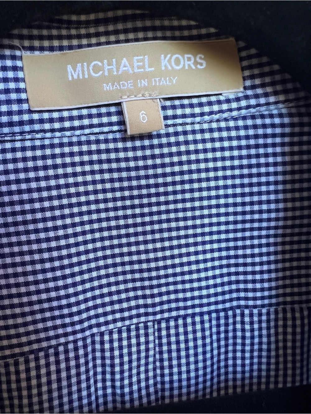 Michael Kors Made in Italy Indigo Micro Gingham Button Up women’s 6 - Picture 6 of 7